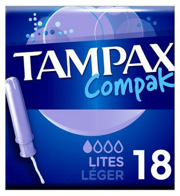 Tampax Compak Lites Tampons Applicator 18X Suncare & Travel Boots