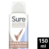Sure Maximum Protection Clean Scent Anti-perspirant Deodorant Aerosol 150 ml Deodorants Boots