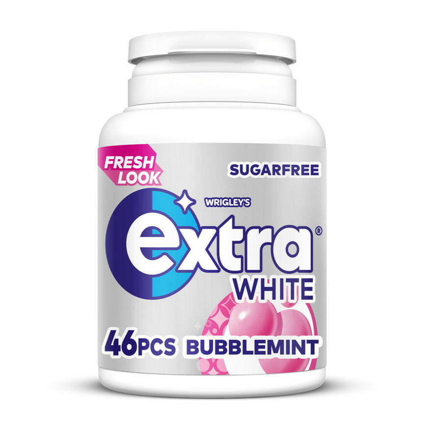 Wrigley's Extra White Bubblemint Chewing Gum Sugar Free Bottle 46 pieces GOODS ASDA