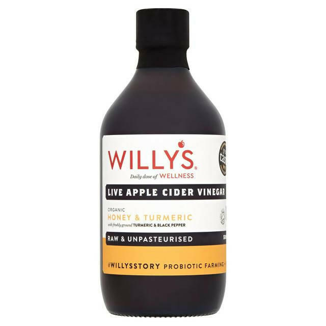 Willy's Organic Live Apple Cider Vinegar Honey & Turmeric 500ml GOODS Sainsburys