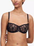 Chantelle Fleurs Underwired Balconette Bra, Black - McGrocer