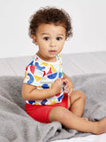 Mini Cuddles Baby Shorts mit Küstenmotiv und einfarbigem Jacquard-Muster, 3er-Pack, Mehrfarbig