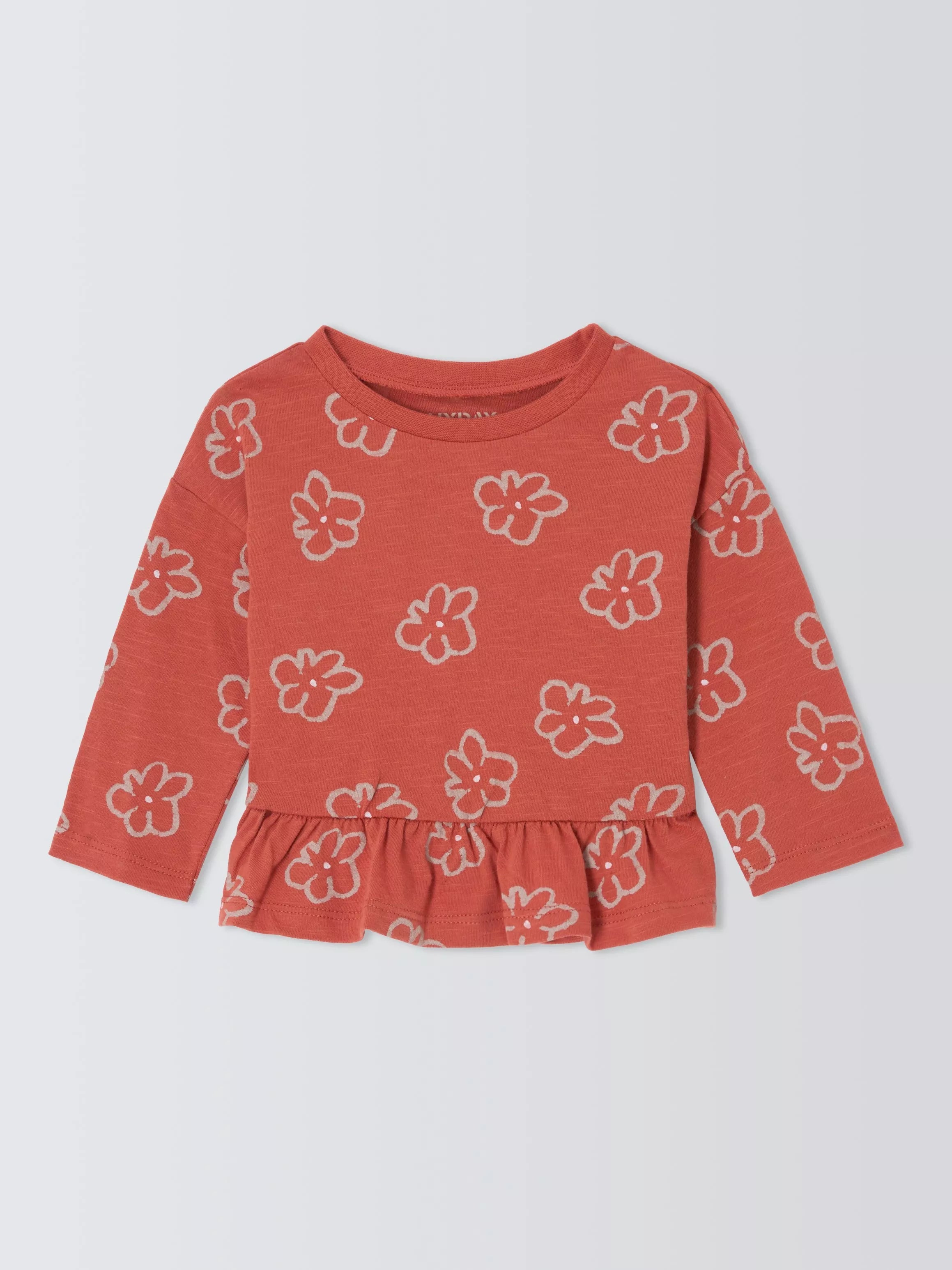 John Lewis ANYDAY Baby Floral Print Top, Orange - McGrocer