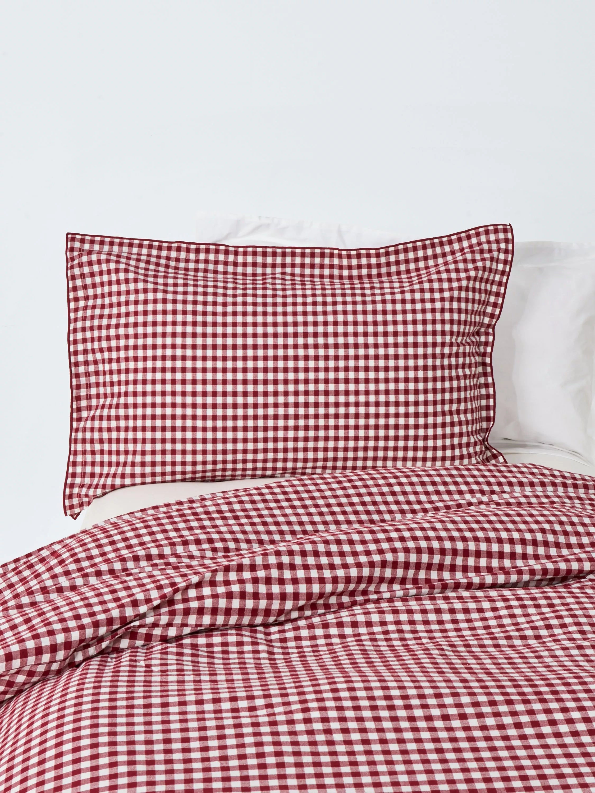 John Lewis Gingham Duvet Cover Set, Red Berry - McGrocer