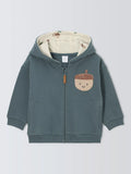 Sweat à capuche en coton John Lewis Baby Acorn, gris