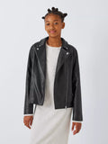 John Lewis Kids' Faux Leather Biker Jacket, Black - McGrocer
