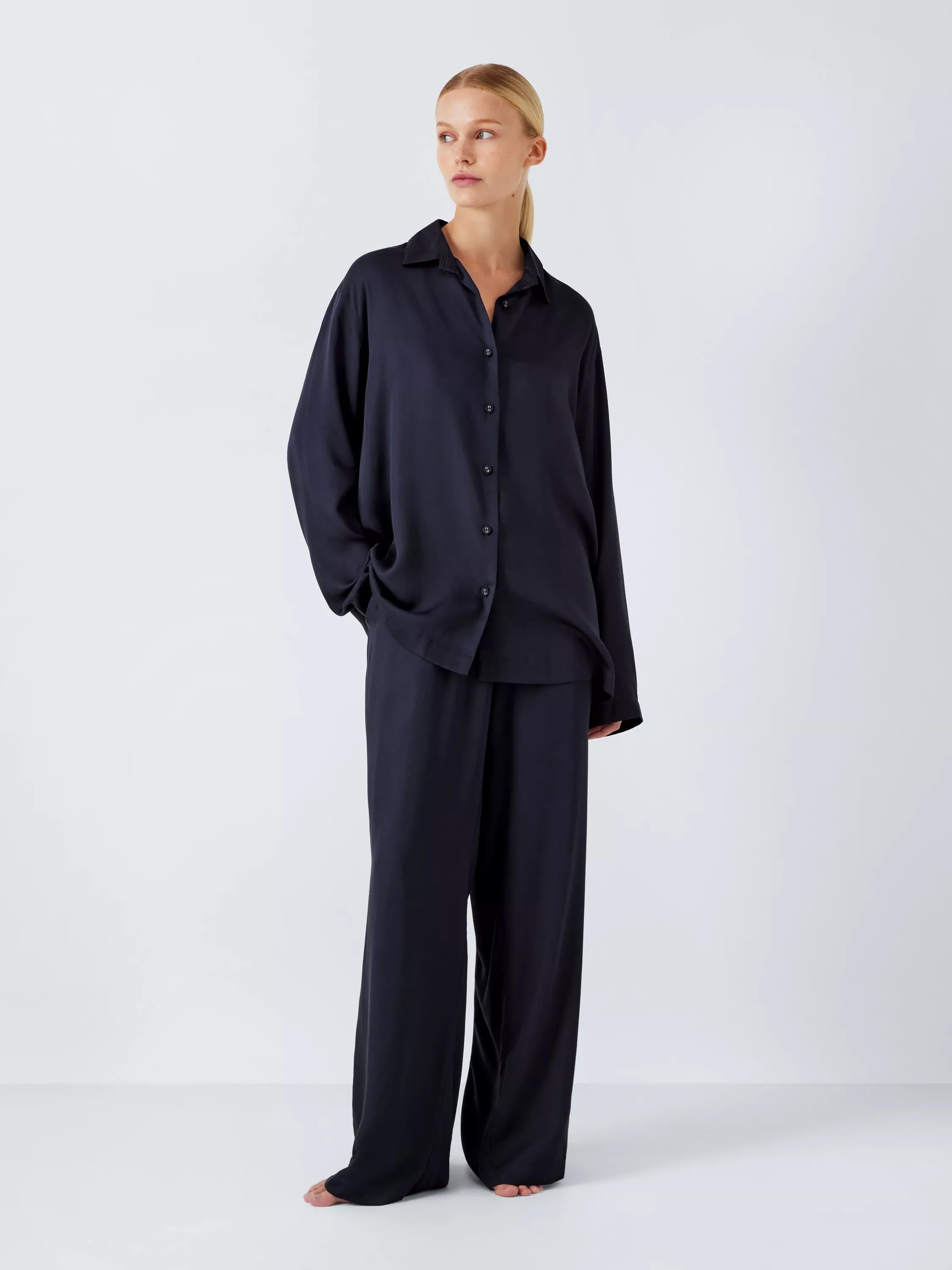 John Lewis Luxury Shine Modal Pyjama Set, India Ink - McGrocer