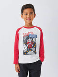 T-shirt de Noël John Lewis Kids, motif Père Noël et espace, rouge