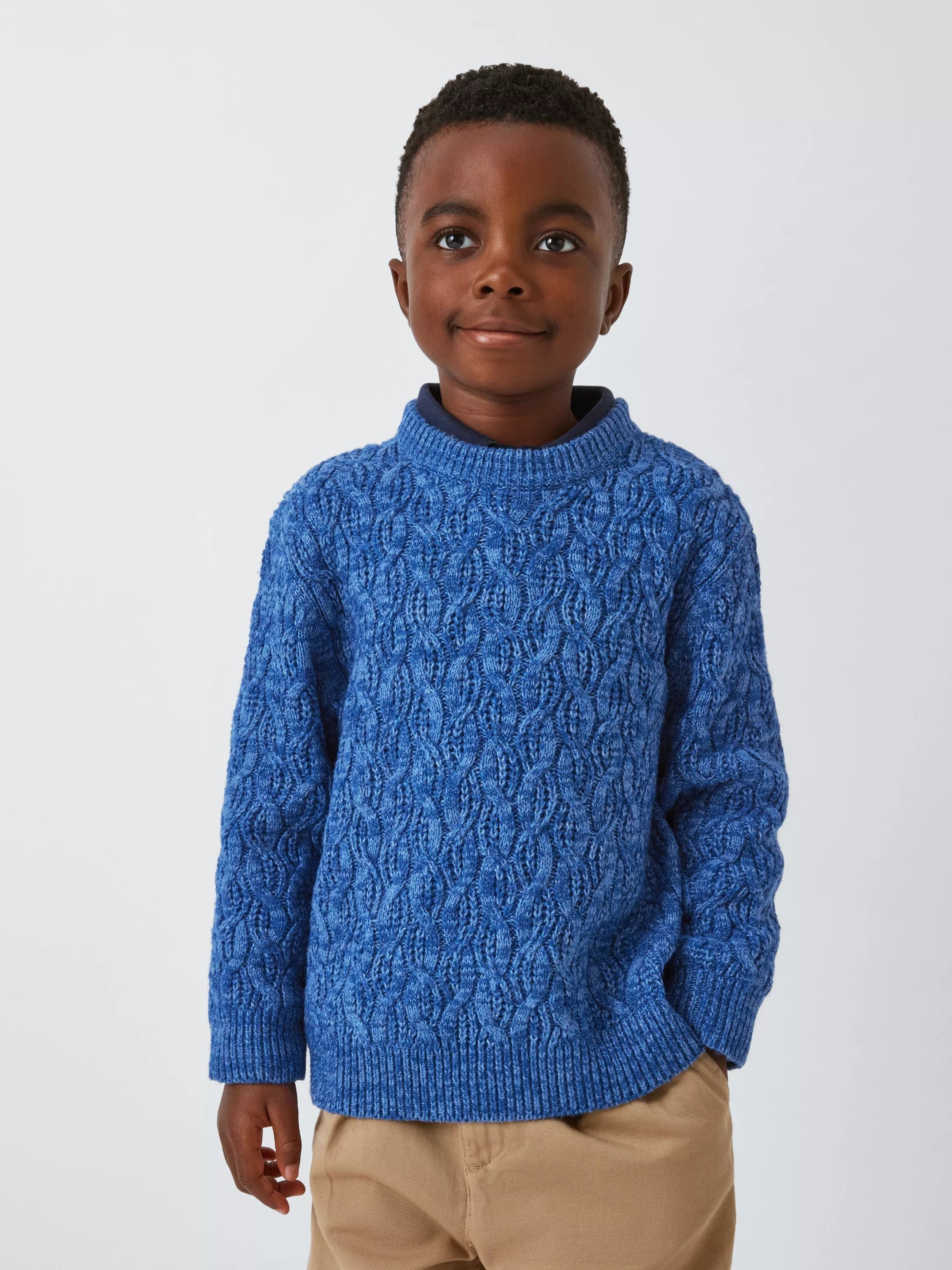John Lewis Kids' Cable Knit Jumper, Blue - McGrocer