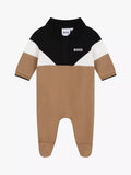 BOSS Baby Colour Block Polo Sleepsuit, Cookie - McGrocer