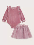 Monsoon Baby Velvet Bodysuit & Tutu Set, Pink - McGrocer