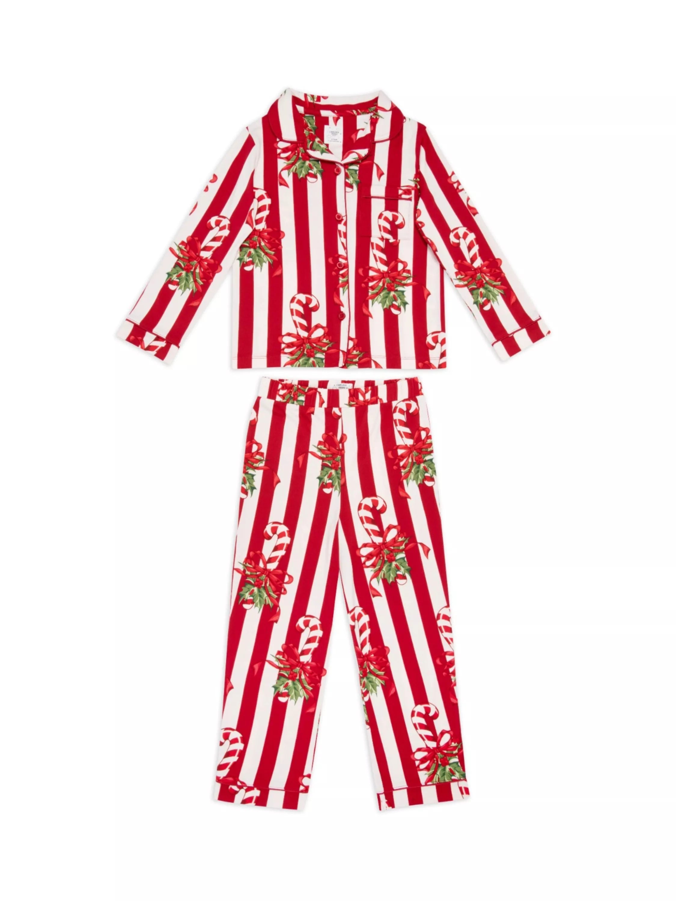 Chelsea Peers Kids' Candy Cane Pyjamas, Red/Multi - McGrocer