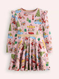 Mini Boden Mabel Cotton Twirly A-Line Dress, Pink Carousel - McGrocer