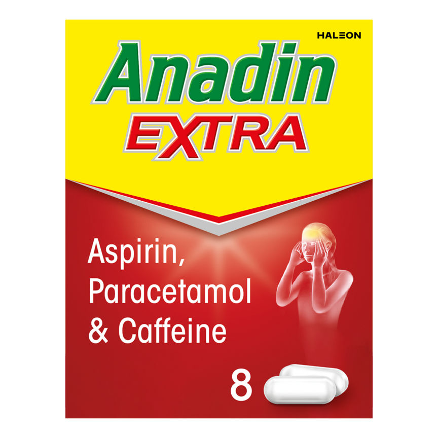 Anadin Extra Aspirin, Paracetamol & Caffeine 8 Caplets - McGrocer