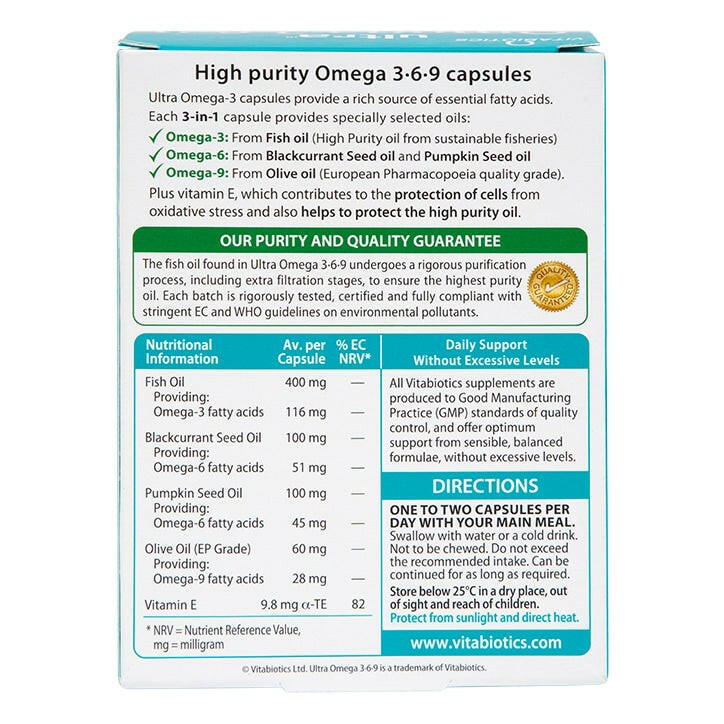 Vitabiotics Ultra Omega 369 Formula 60 Capsules Omega 3 Supplements & Fish Oils Holland&Barrett   