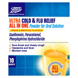Poudre tout-en-un pour solution buvable Boots Pharmaceuticals Ultra Rhume et Grippe Soulagement du Rhume et de la Grippe - 10 sachets