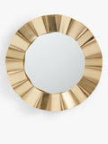 Fluted Round Metal Wall Mirror 78 5Cm Gold