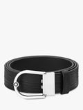 Montblanc Leather Reversible 4810 Tree Bark Print Horseshoe Buckle Belt, Black - McGrocer