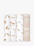 Aden + Anais Safari Print GOTS Organic Cotton Muslin Swaddle Blankets, Pack of 4, Multi - McGrocer