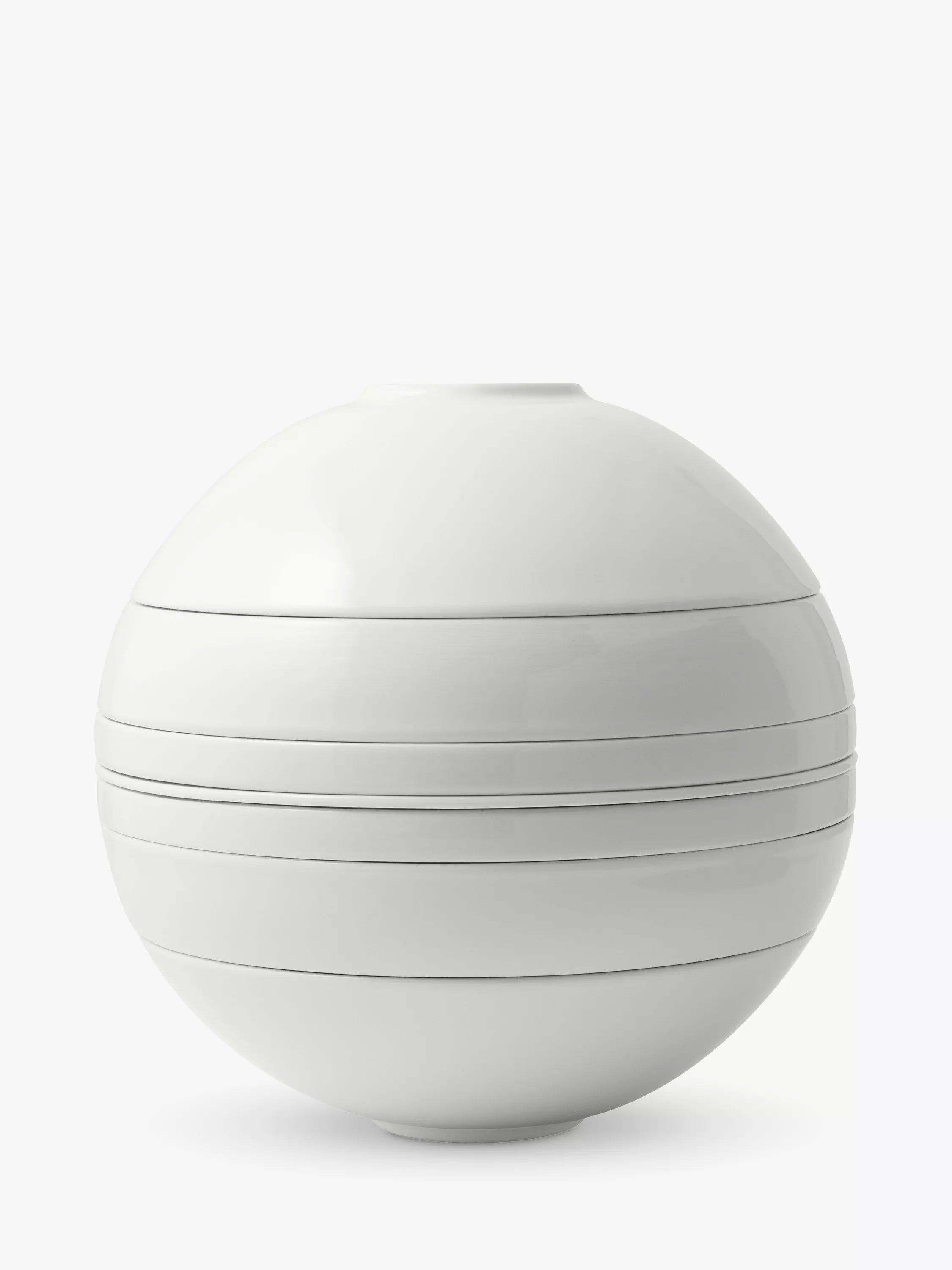 Villeroy & Boch Iconic La Boule Stacking Porcelain Dinnerware Set, 7 Piece, White - McGrocer