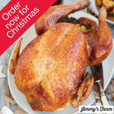 Dinde rustique fermière de Jimmy's Farm, couleur bronze, poids minimum 10 kg, pour 18 à 22 personnes 