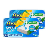 Flash Speedmop Wet Cloths Lemon Multi-Surface Refills 2 x 24 Pack