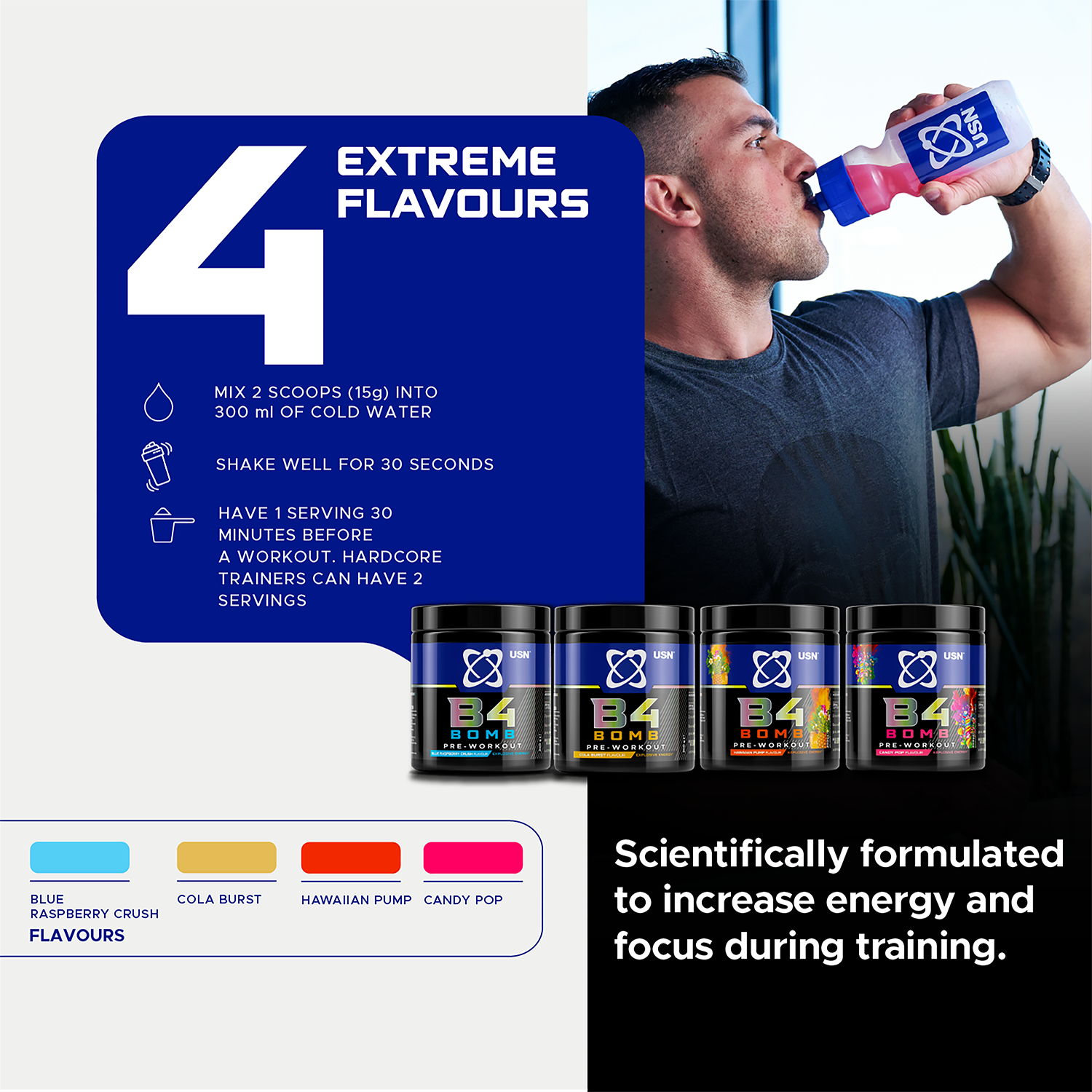 USN B4 Bomb Pre-Workout Hawaiian Pump 300g - 999310