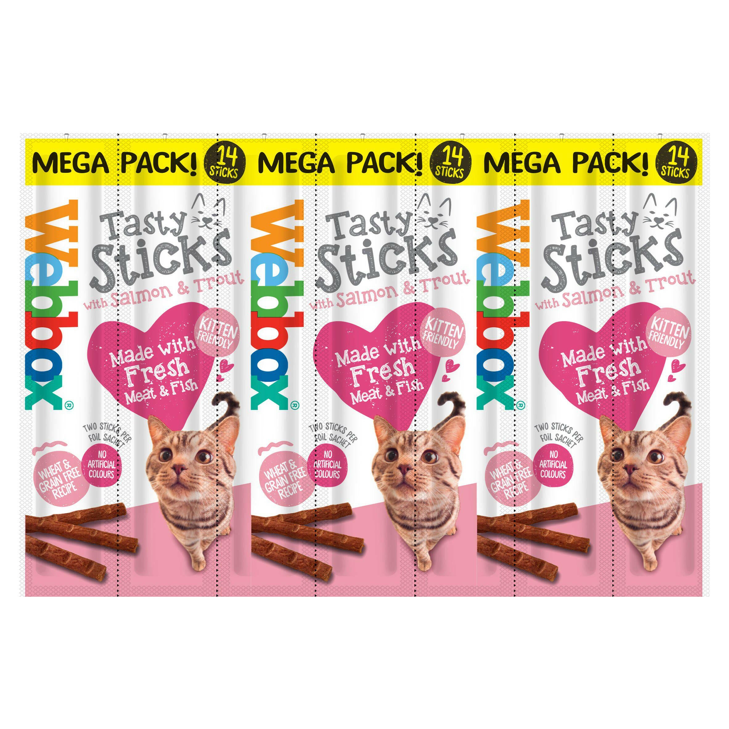 Webbox Tasty Sticks Mega Pack Salmon & Trout Cat Treats x14 70g GOODS Sainsburys   