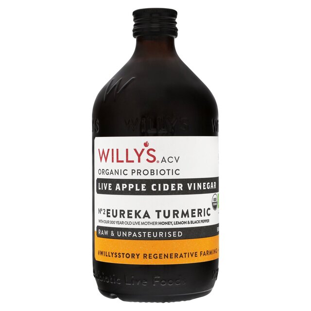 Willy's Organic Live Turmeric Apple Cider Vinegar with 'The Mother'   500ml - McGrocer