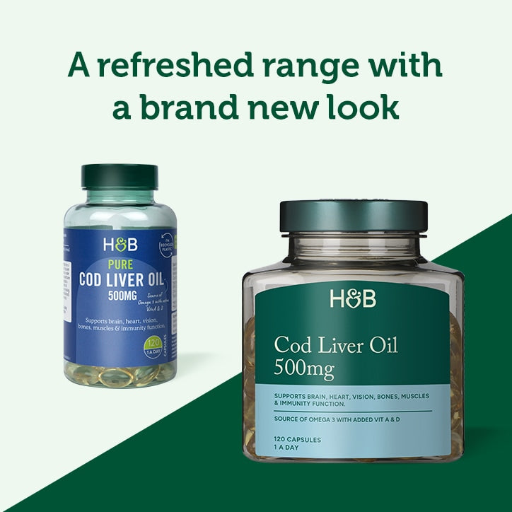 Holland & Barrett Pure Cod Liver Oil 500mg 120 Capsules - McGrocer