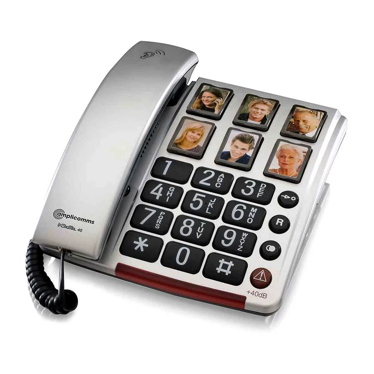 NRS Healthcare Amplicomms BigTel Number 40 Plus Photo Buttons Amplified Corded Telephone - McGrocer