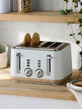 White Bronx Wood Effect 4 Slice Toaster