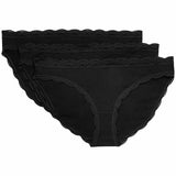 MS Womens Cotton Rich  Lace Bikini Knickers 8 Black