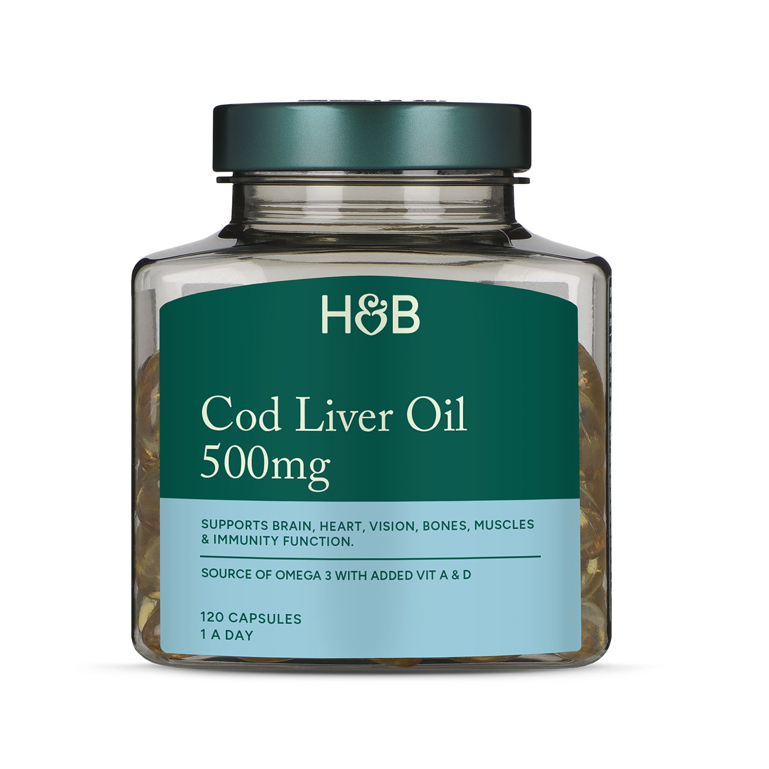 Holland & Barrett Pure Cod Liver Oil 500mg 120 Capsules - 999051