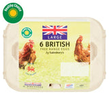 Œufs de poules élevées en plein air britanniques Sainsbury's, gros format, x6