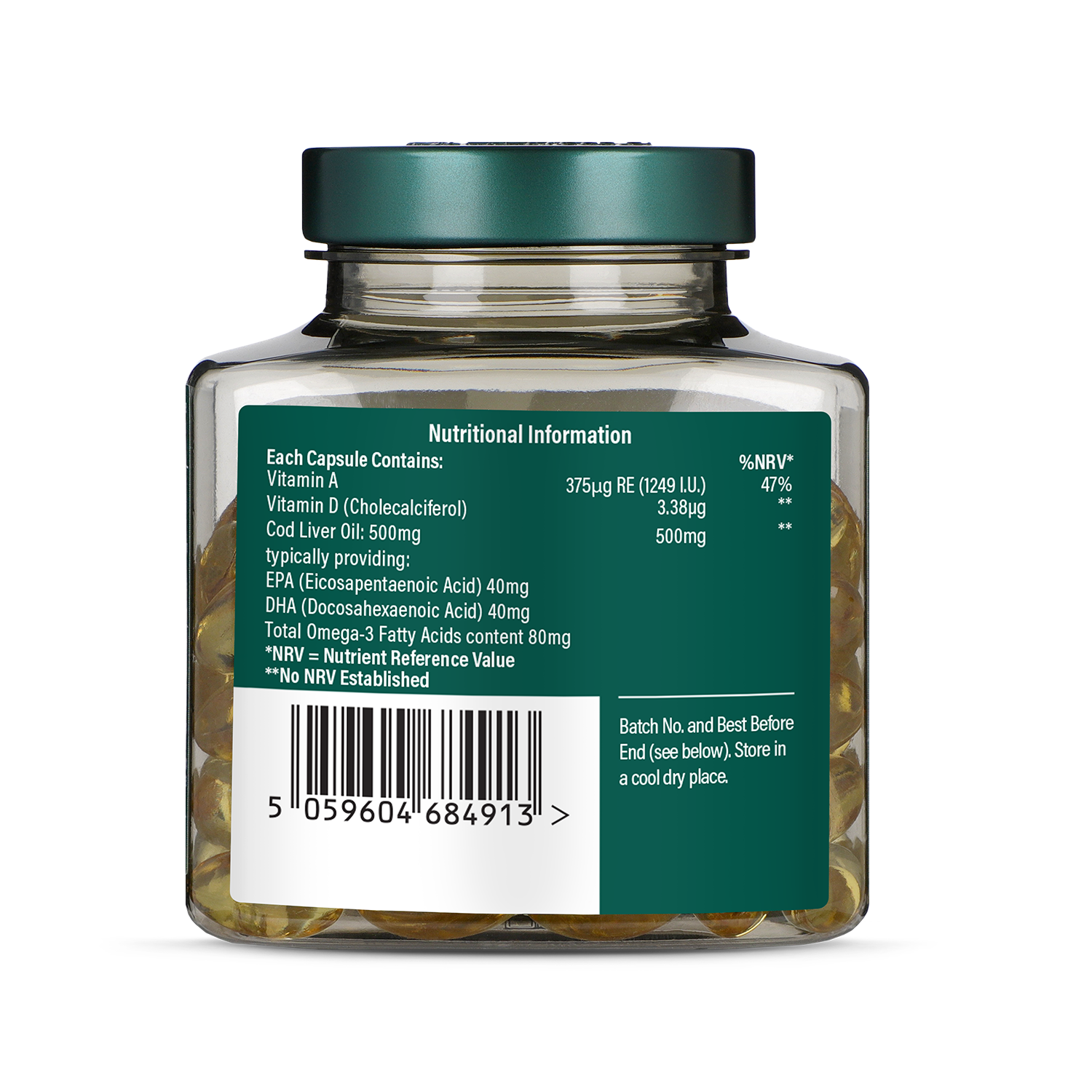 Holland & Barrett Pure Cod Liver Oil 500mg 120 Capsules - 999050