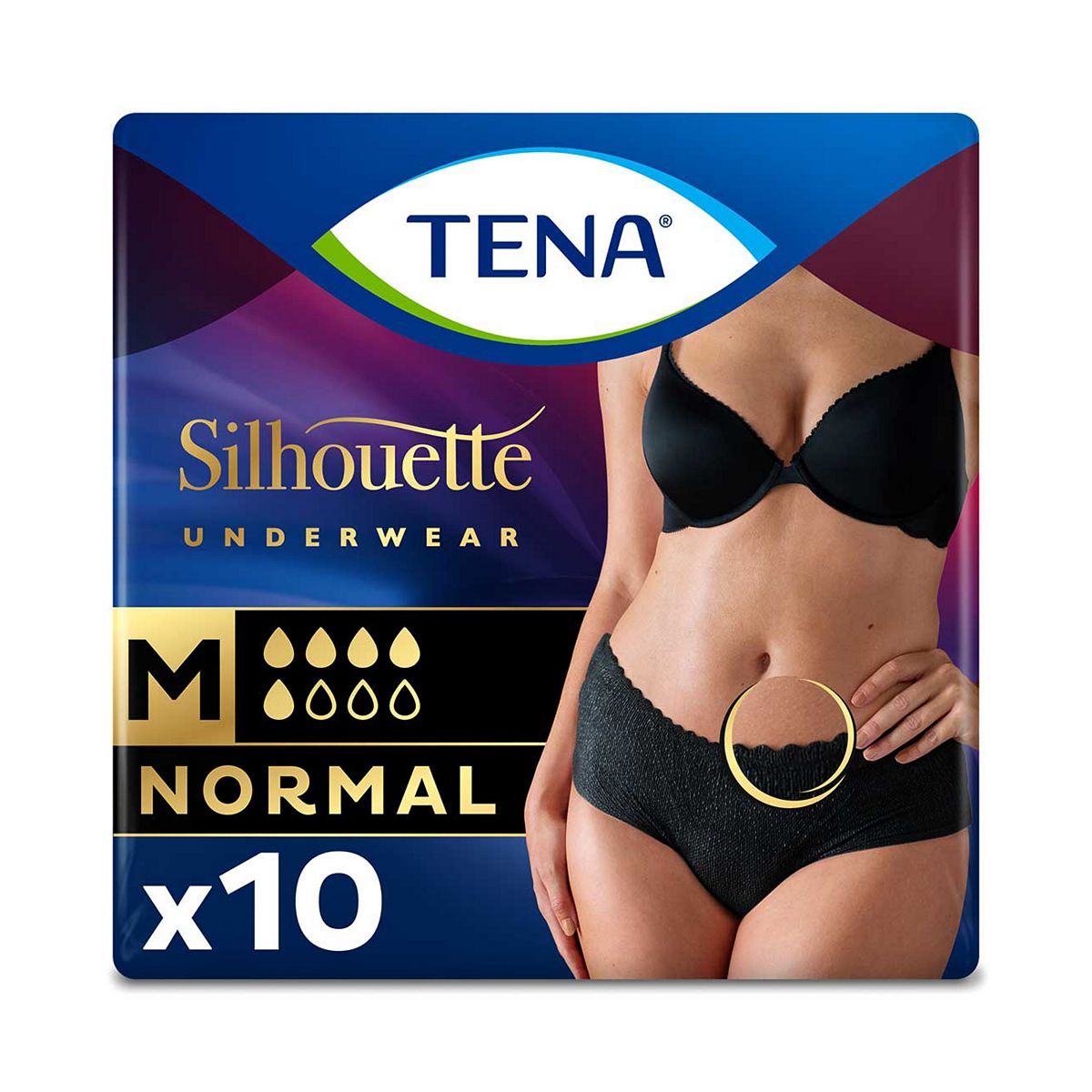 TENA Lady Silhouette Normal Black Incontinence Pants Medium - 10 pack - McGrocer