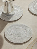 Set of 4 White Beaded Coasters