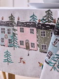 Multi Mini Christmas Scene Border Table Cloth
