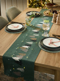 Green Scandi Christmas Tree Light Up Table Runner