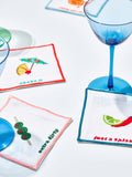 Oliver Bonas Set of 4 Multi Just a Splash Embroidered Cocktail Napkins
