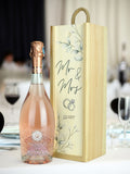 Coffret cadeau de vin Prosecco Rosé Le Bon Vin Mr &amp; Mrs en bois 
