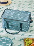 Sac de pique-nique Sophie Allport gris et bleu à imprimé libellule. 