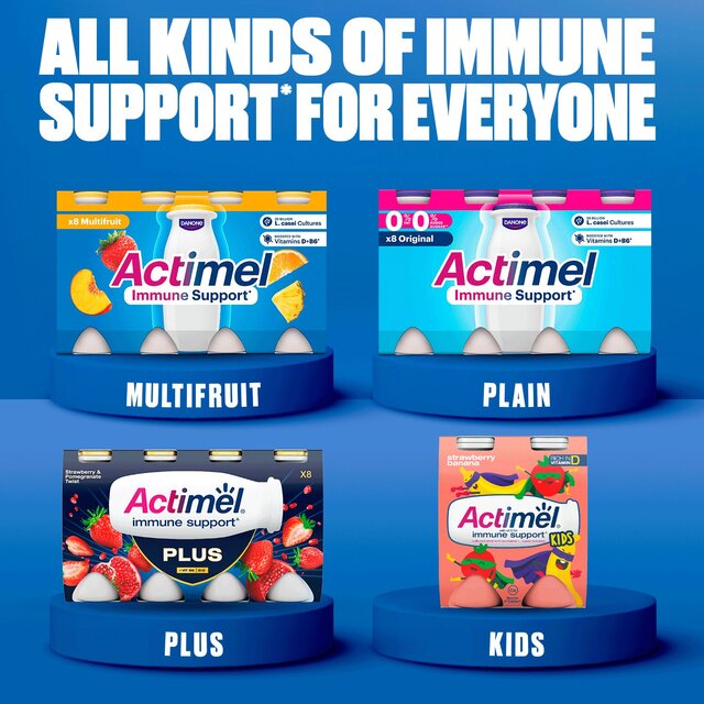 Actimel Strawberry 0% Added Sugar Fat Free Yoghurt Drink   8 x 100g - McGrocer