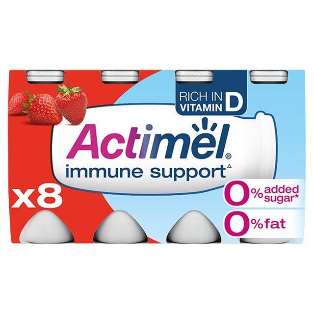 Actimel Strawberry 0% Added Sugar Fat Free Yoghurt Drink   8 x 100g - McGrocer