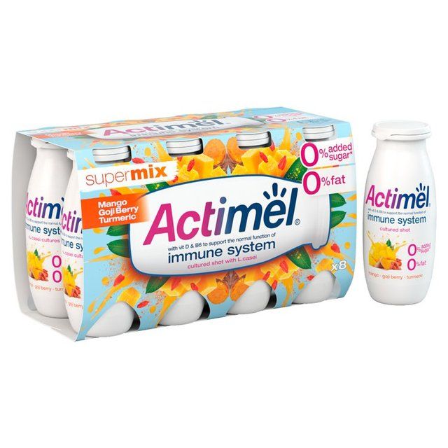 Actimel Supermix Mango Goji Berry Turmeric Cultured Yogurt Drink   8 x 100g - McGrocer