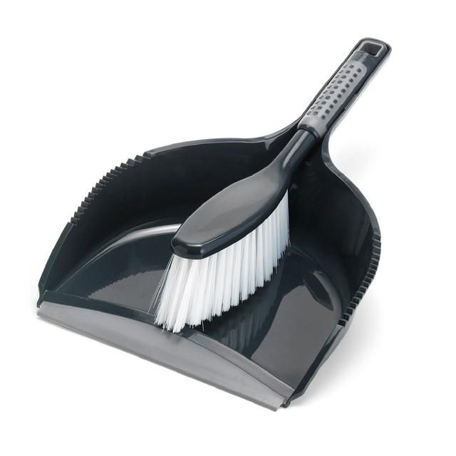 Addis ComfiGrip Metallic Graphite Large Dustpan & Brush Set - McGrocer