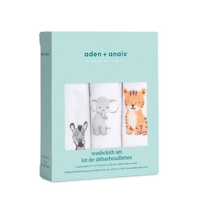 Aden + Anais Safari Babes Muslin Washcloths    3 per pack - McGrocer