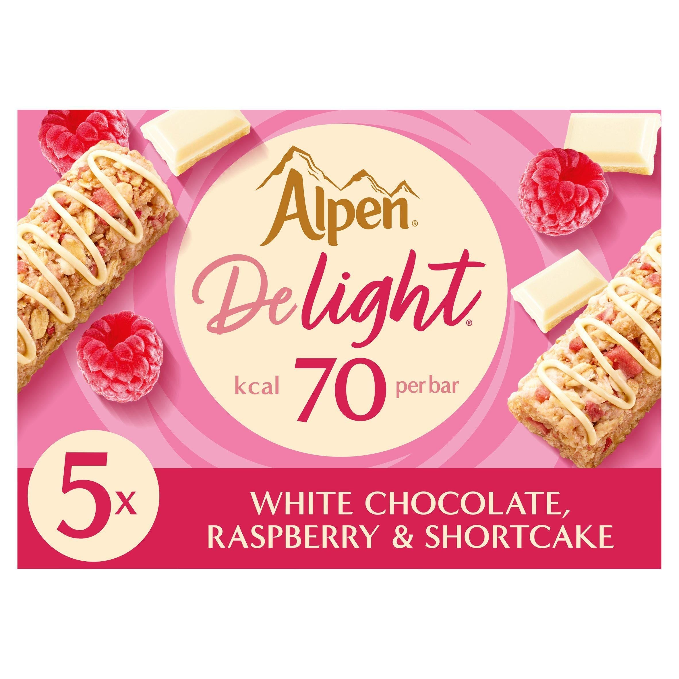 Alpen Delight White Chocolate & Raspberry Shortcake Bars 5x19g - McGrocer