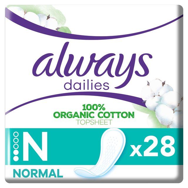 Always Dailies Organic Cotton Protection Normal Panty Liners   28 per pack - McGrocer